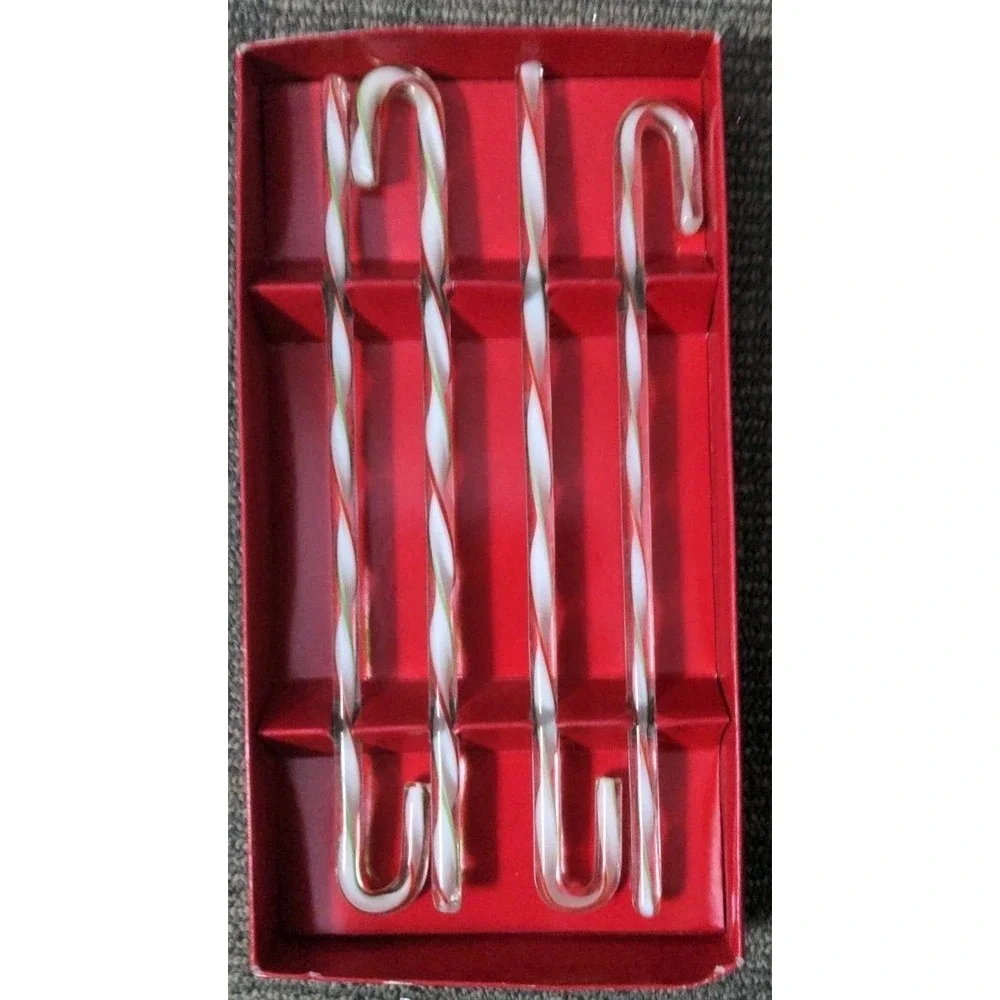 Swizzle Sticks Pier 1‎ CANDY CANE Glass Swirl Set of 4 Christmas Cocktail Bar